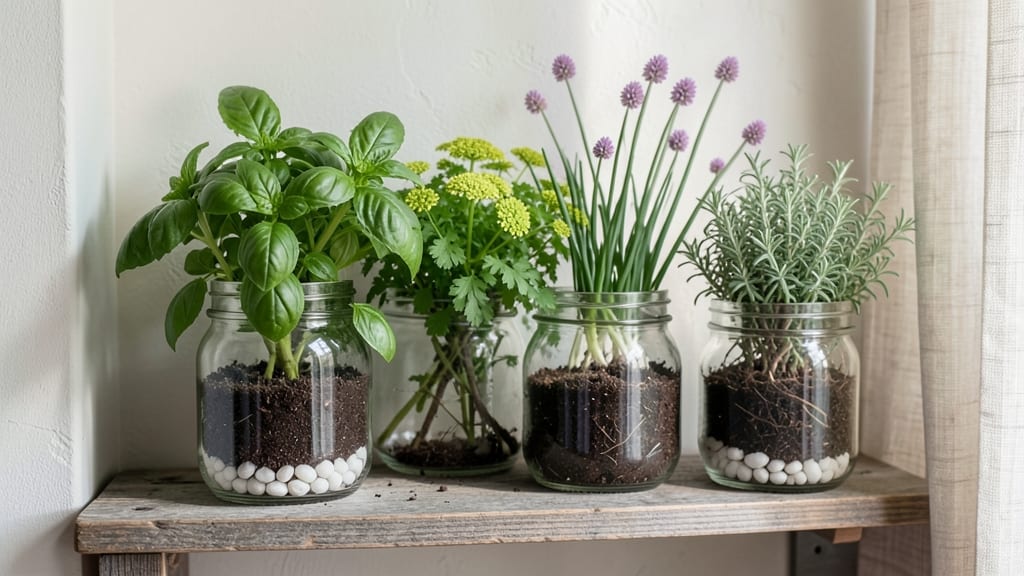 Mason Jar Herb Garden: Compact Kitchen Greenhouse for Fresh Flavor Year-Round
